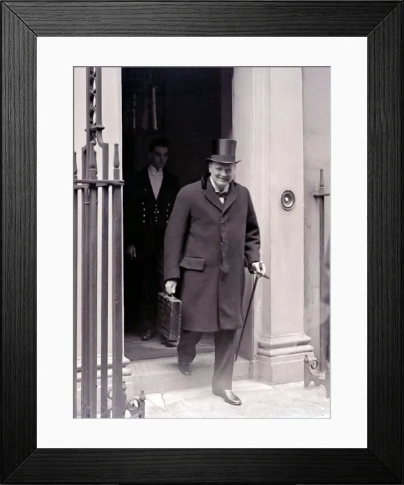 Framed Print : Winston Churchill Leaving No. 11 Downing Street with his budget in his dispatch case April Framed Print : Winston Churchill Leaving No. 11 Downing Street with his budget in his dispatch case April