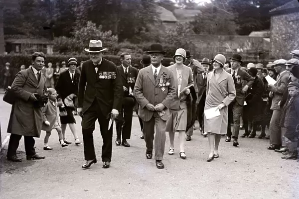 Miss Diana Churchill lays foundation stone at the British Legion Headquarters with father
