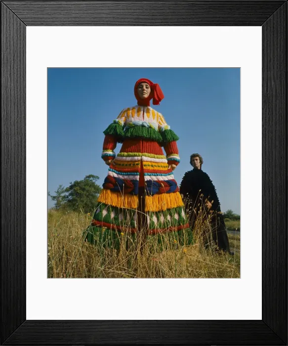 Framed Print : Model wearing a knitted wool Russian styled peasant costume designed by Carosa Framed Print : Model wearing a knitted wool Russian styled peasant costume designed by Carosa