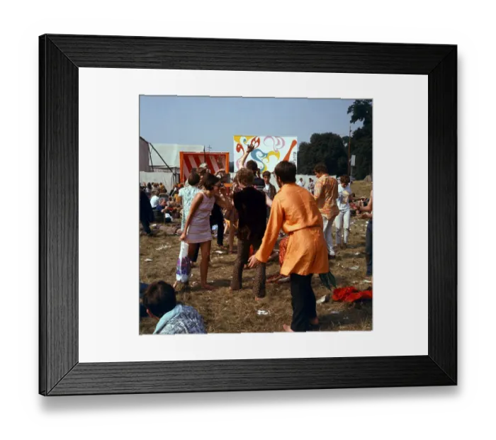Framed Print : Sixties Fashion 1960s clothing Hippies at flower festival