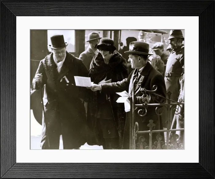 Framed Print : Winston Churchill with his wife Clementine Churchill during the Abbey by election 1924 Framed Print : Winston Churchill with his wife Clementine Churchill during the Abbey by election 1924