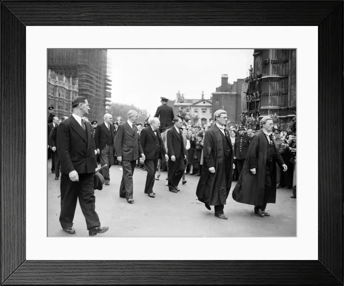 Framed Print : Winston Churchill British Prime Minister in procession from The House of Commons to St