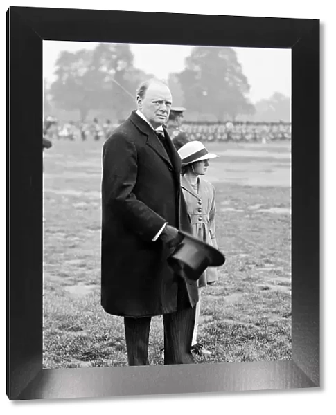 Winston Churchill British Prime Minister at trooping the colour in Hyde park. June 1920