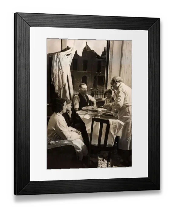 Framed Print : War Air Raid 8th September 1940 A family sit down at the dinner table in their