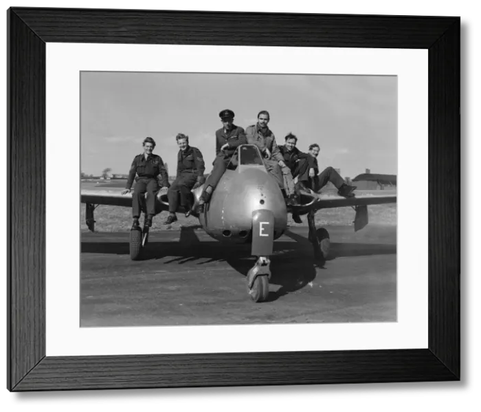 Framed Print : Aircraft Royal Air Force de Havilland Vampire May 1951 A Squadron of pilots sit Framed Print : Aircraft Royal Air Force de Havilland Vampire May 1951 A Squadron of pilots sit