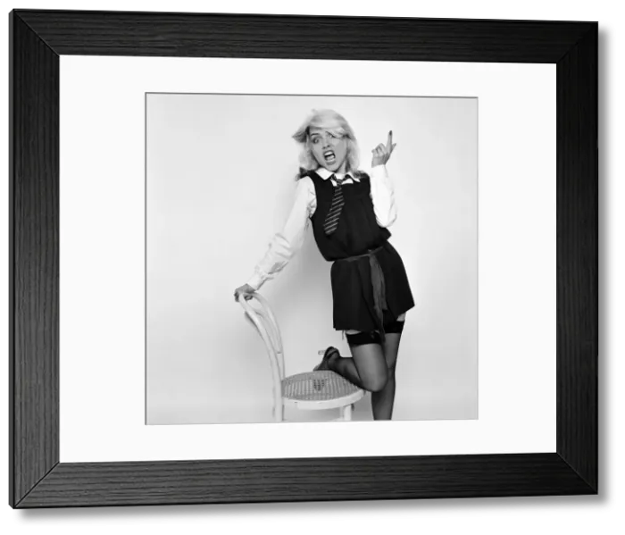 Framed Print : Debbie Harry, Blondie singer dressed as schoolgirl. 18th August 1978 Framed Print : Debbie Harry, Blondie singer dressed as schoolgirl. 18th August 1978