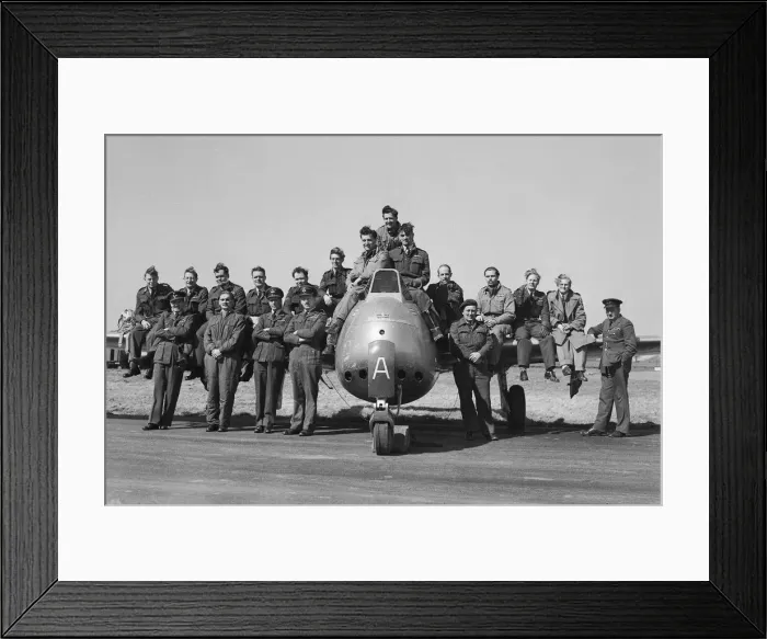 Framed Print : Aircraft Royal Air Force de Havilland Vampire May 1951 A Squadron of pilots Framed Print : Aircraft Royal Air Force de Havilland Vampire May 1951 A Squadron of pilots