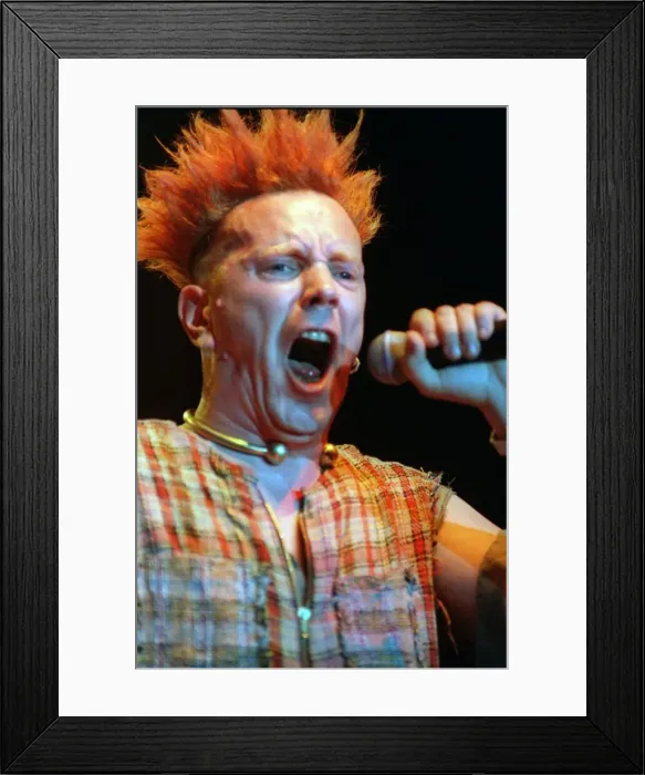 Framed Print : Johnny Rotten on stage at SECC Glasgow July 1996 Framed Print : Johnny Rotten on stage at SECC Glasgow July 1996