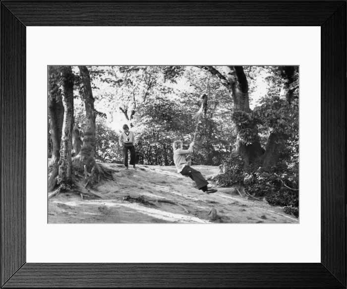 Framed Print : Children enjoy a rope swing Framed Print : Children enjoy a rope swing
