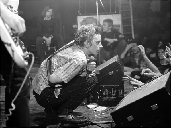 Johnny Rotten- lead singer with the Sex Pistols performing in Holland, 11  /  12  /  1977