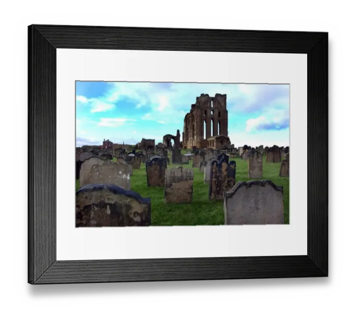 Framed Print : Grave stones at Tynemouth Priory