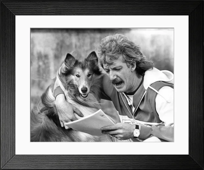 Framed Print : Collie Glen tries out the script with Brendan Healey