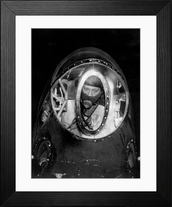 Framed Print : An RAF observer in position, looking our for enemy planes during an RAF air raid