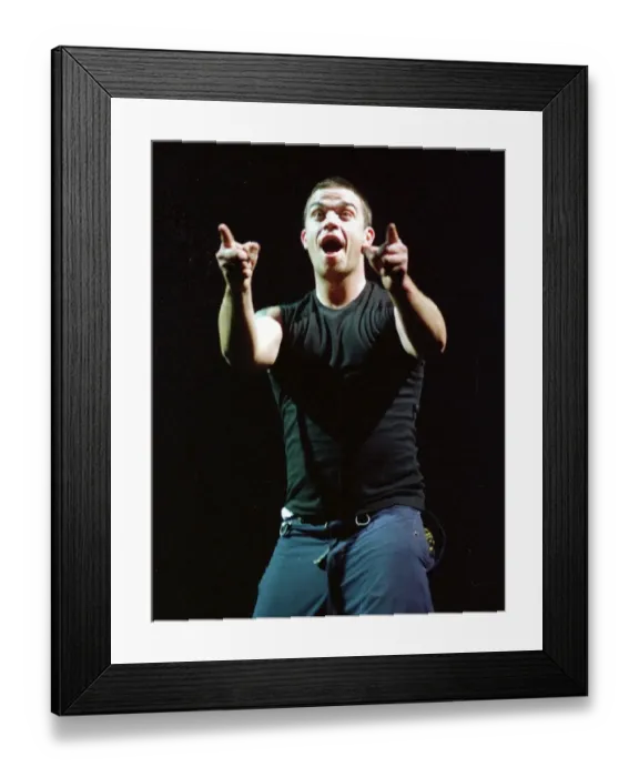 Framed Print : Robbie Williams in concert at Wembley Arena February 1998 Framed Print : Robbie Williams in concert at Wembley Arena February 1998