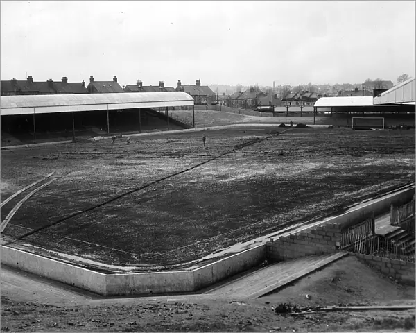 General view of Roots Hall, home of Southend United football club. January 1956