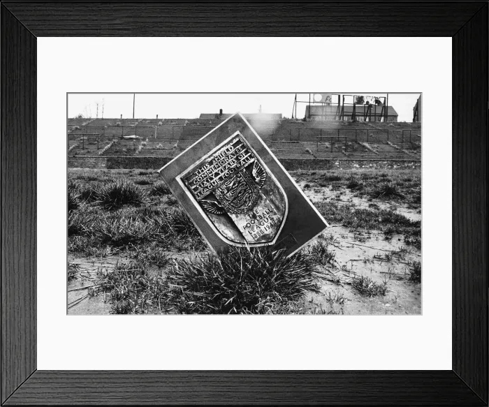 Framed Print : The plaque is all that is left around the field to show the greatness the club of Framed Print : The plaque is all that is left around the field to show the greatness the club of