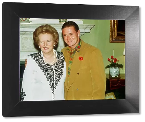 Paul Gascoigne with Margaret Thatcher at number October 1990