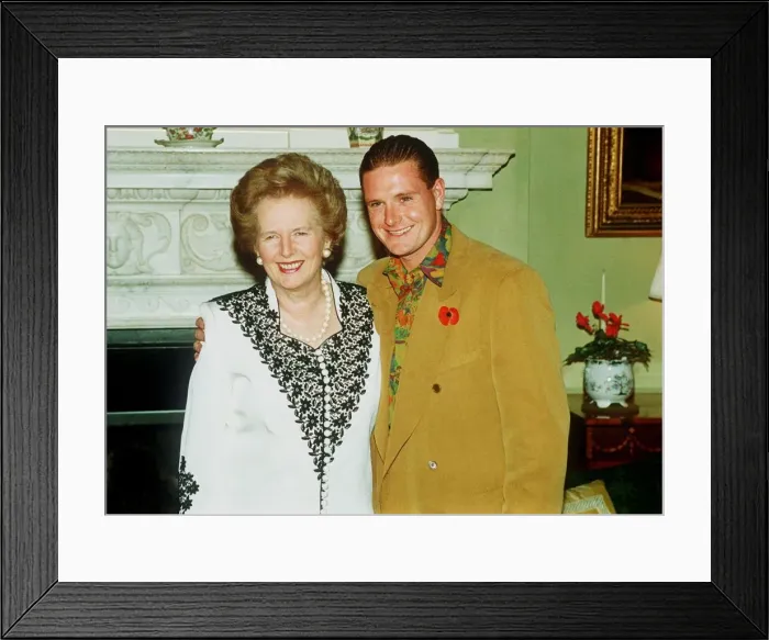 Framed Print : Paul Gascoigne with Margaret Thatcher at number October 1990 Framed Print : Paul Gascoigne with Margaret Thatcher at number October 1990