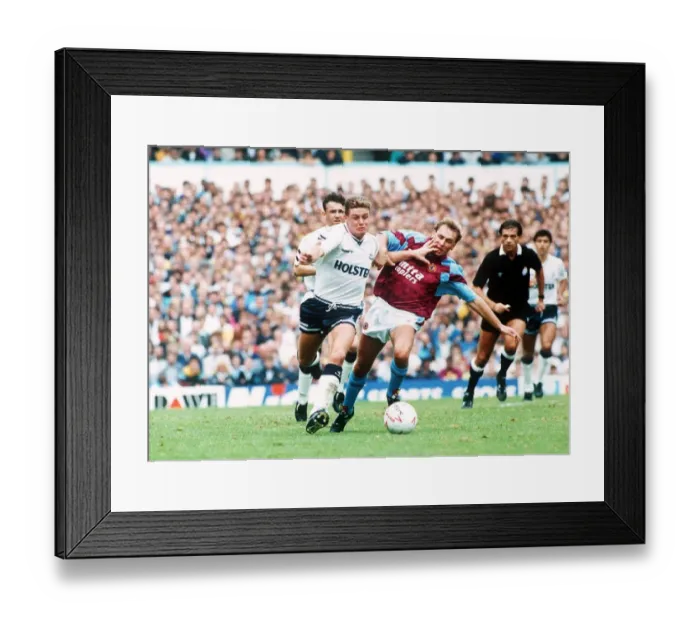 Framed Print : Paul Gascoigne football Tottenham Hotspurs FC marked by Paul Birch of Aston Villa Framed Print : Paul Gascoigne football Tottenham Hotspurs FC marked by Paul Birch of Aston Villa