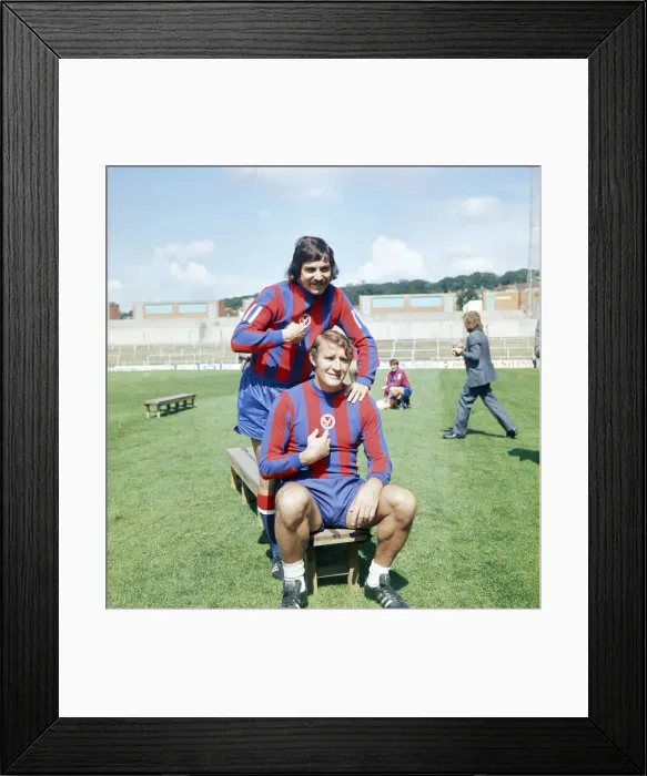 Framed Print : Crystal Palace Football seen here in a pre season photo shoot Don Rogers (back Framed Print : Crystal Palace Football seen here in a pre season photo shoot Don Rogers (back