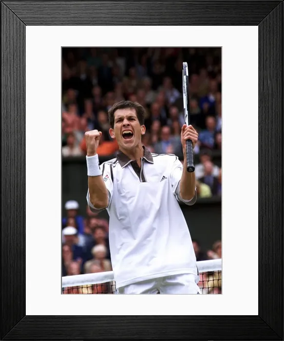 Framed Print : Tim Henman celebrates set point against Jim Courier June 1999 at the Wimbledon Framed Print : Tim Henman celebrates set point against Jim Courier June 1999 at the Wimbledon