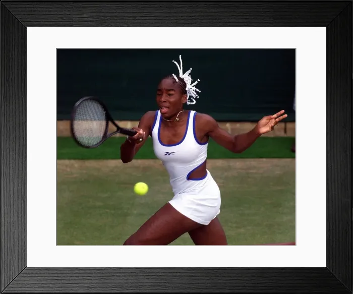 Framed Print : Venus Williams at Wimbledon Tennis Championships June 1999 Venus Williams on court