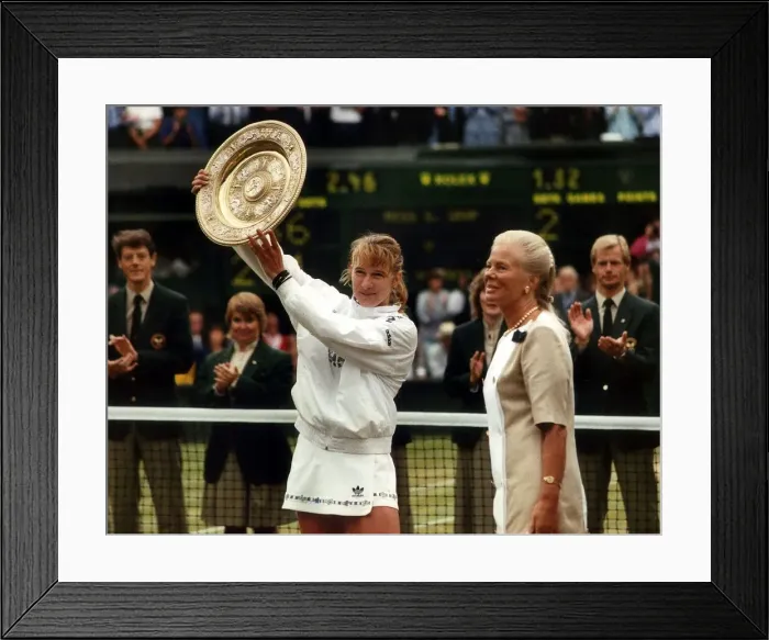 Framed Print : Duchess of Kent presents Steffi Graf with the womens singles trophy in 1989 Framed Print : Duchess of Kent presents Steffi Graf with the womens singles trophy in 1989