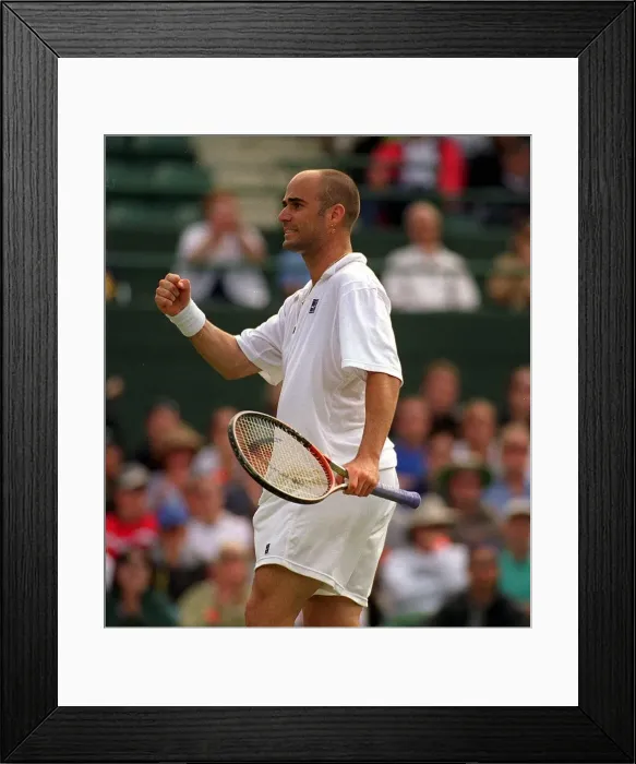 Framed Print : Andre Agassi Wimbledon Tennis Championships 1999 he celebrates victory over Wayne Arthurs