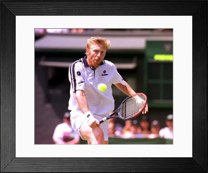 Framed Print : Boris Becker Wimbledon Tennis Championships during his 1999 match against Lleyton Framed Print : Boris Becker Wimbledon Tennis Championships during his 1999 match against Lleyton