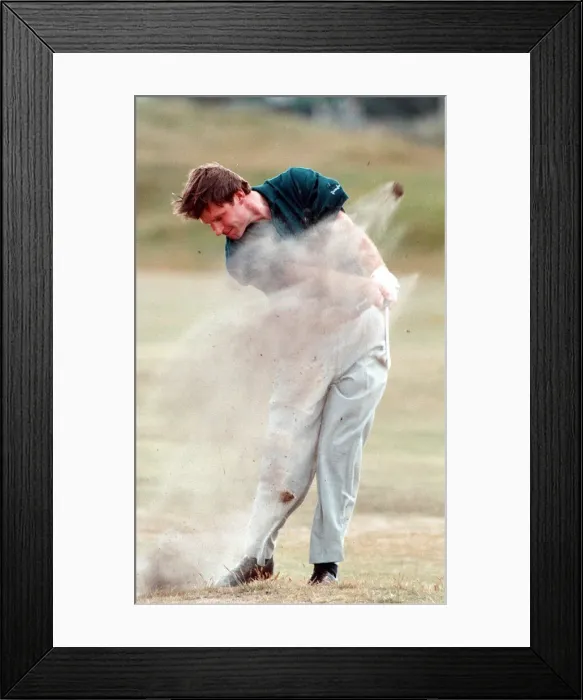 Framed Print : Nick Faldo on his final practice round before the start of the British Open Golf Framed Print : Nick Faldo on his final practice round before the start of the British Open Golf