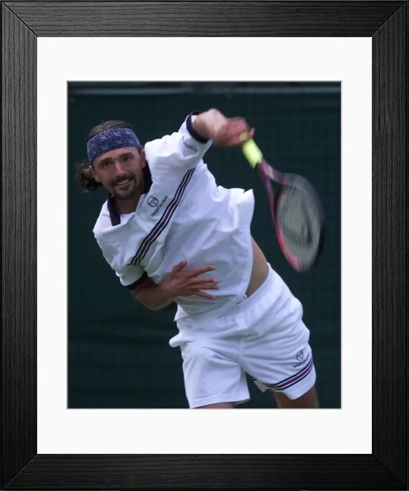 Framed Print : Goran Ivanisevic on centre court in his first round mens single Framed Print : Goran Ivanisevic on centre court in his first round mens single