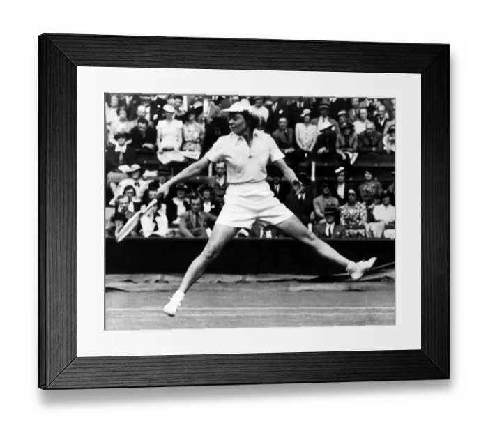 Framed Print : Alice Marble Wimbledon Tennis Champion in action against Miss Hardwicke at the All