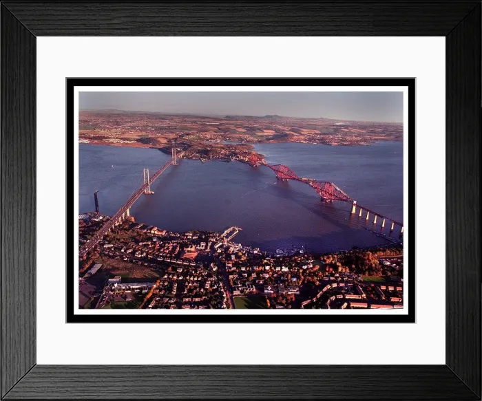 Framed Print : Aerial view of Edinburgh showing Forth rail road bridge November 1998 Framed Print : Aerial view of Edinburgh showing Forth rail road bridge November 1998