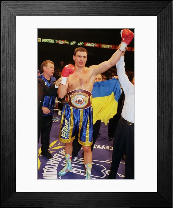 Framed Print : Vitali klitschko with arm in the air after knocking out britians Herbie Hide in two Framed Print : Vitali klitschko with arm in the air after knocking out britians Herbie Hide in two
