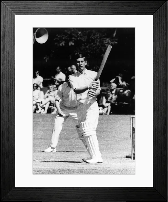 Framed Print : Prince Charles batting at charity cricket match on Lord Brabournes Estate, July 1968 Framed Print : Prince Charles batting at charity cricket match on Lord Brabournes Estate, July 1968