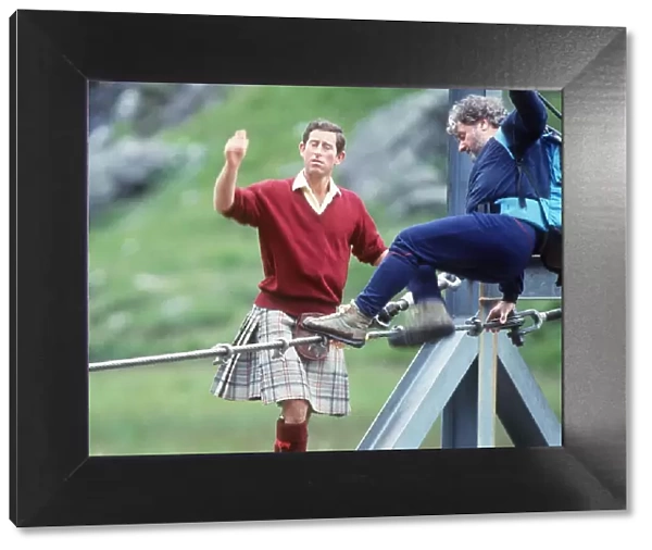 Prince Charles, August 1987, after walking tightrope at Glen Coe