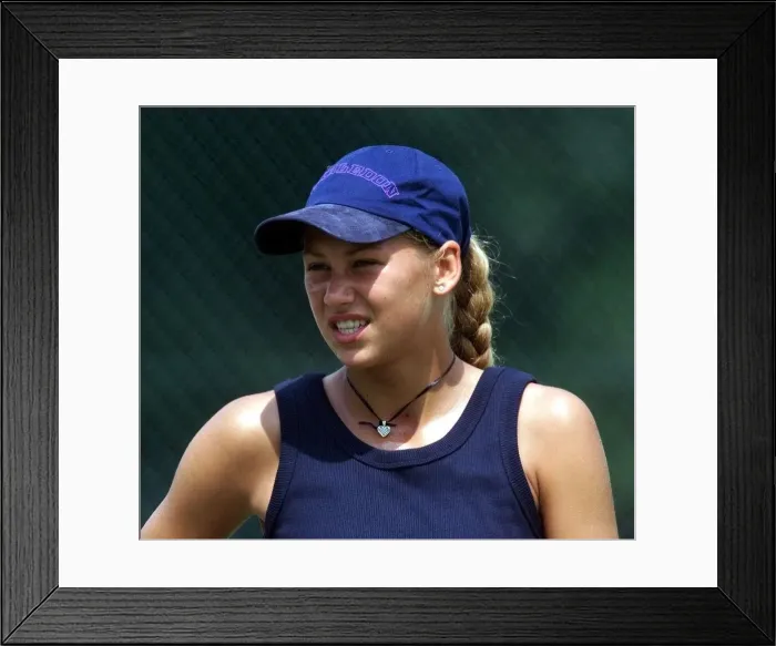 Framed Print : Anna Kournikova training on the practise courts at Wimbledon June 1999 Framed Print : Anna Kournikova training on the practise courts at Wimbledon June 1999