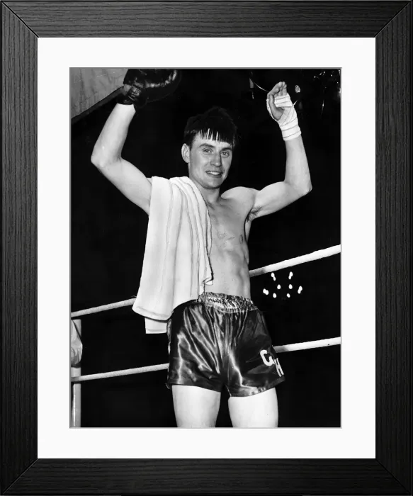 Framed Print : George Hind in the ring with his arms in the air Framed Print : George Hind in the ring with his arms in the air