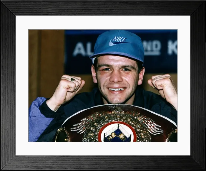 Framed Print : Pat Clinton boxer shows off his WBO Championship belt Circa March 1992 Framed Print : Pat Clinton boxer shows off his WBO Championship belt Circa March 1992