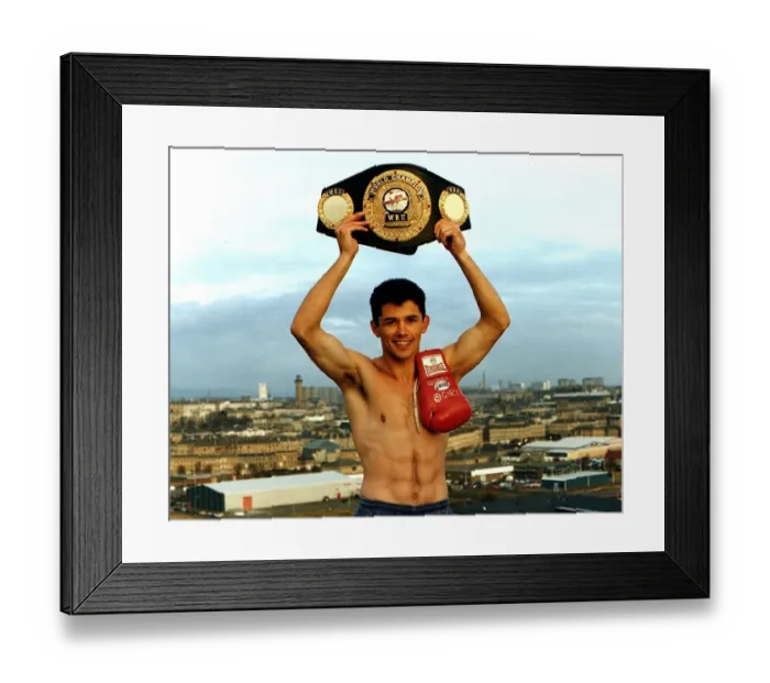 Framed Print : Gary Murray boxer world champion WBU belt