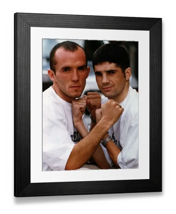 Framed Print : Jim Murray and Drew Docherty boxers pre fatal bout at Hospitality Inn Glasgow