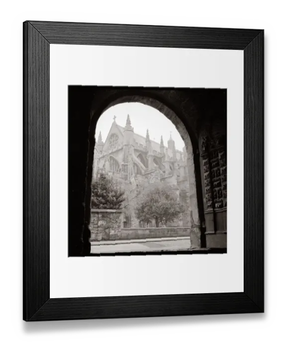 Framed Print : English gothic Cathedral seen from underneath an archway England towns church Framed Print : English gothic Cathedral seen from underneath an archway England towns church
