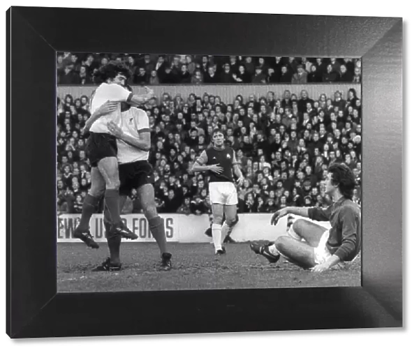 John Toshack hugs Liverpool teammate Kevin Keegan after he scores the first goal against