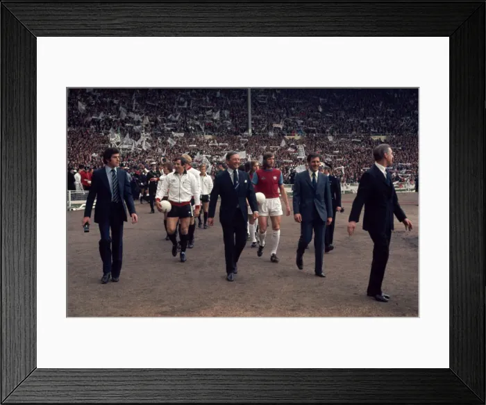 Framed Print : FA Cup Final West Ham v Fulham May 1975 The teams walk on to the pitch at the start