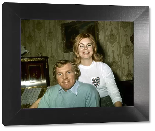 England footballer Bobby Moore at home with wife Tina May 1973