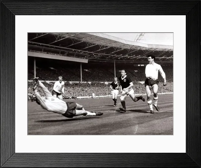 Framed Print : England v Scotland home international at Wembley Stadium April 1963