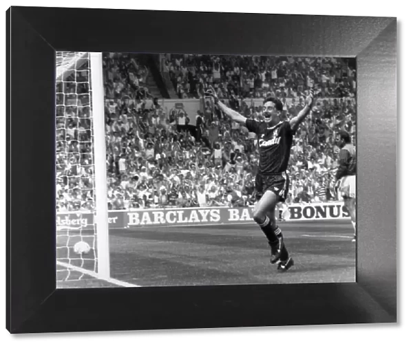 Liverpool FC player John Aldridge celebrates his Wembley goal against Everton in the FA
