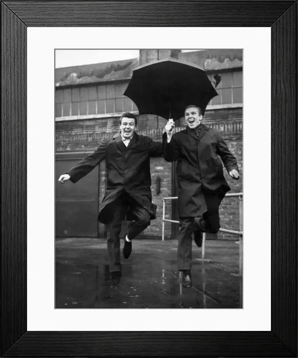 Framed Print : Bobby Moore and Johnny Byrne seen here leaving West Ham Framed Print : Bobby Moore and Johnny Byrne seen here leaving West Ham