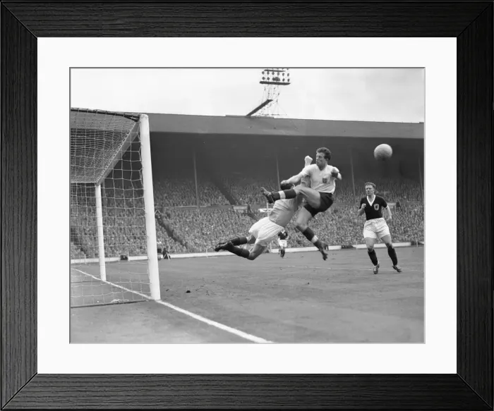 Framed Print : Scottish goal mouth action from the England v Scotland home international match
