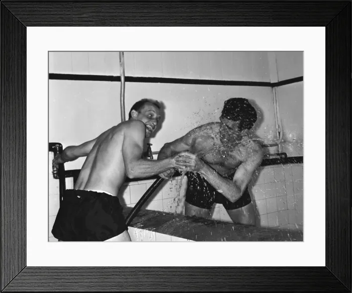 Framed Print : Trevor Tosh Chamberlain (left0 seen here clowning around in the Fulham dressing room Framed Print : Trevor Tosh Chamberlain (left0 seen here clowning around in the Fulham dressing room